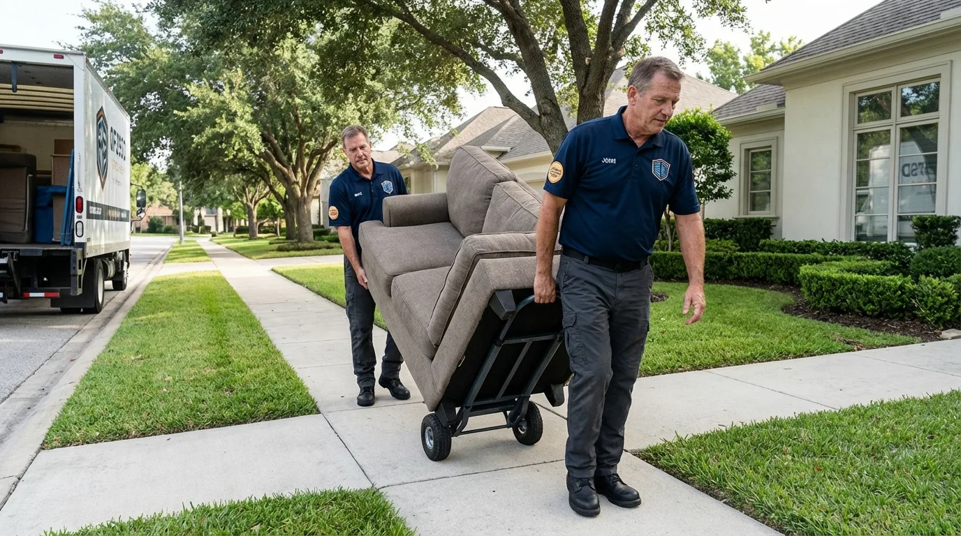 Local residential moving crew loading furniture in Lake Providence, LA